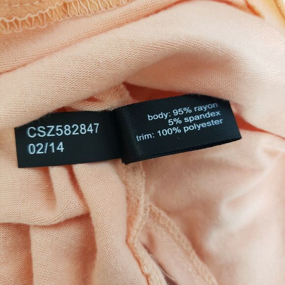 The Limited Womens Top Medium Orange Hi Low Blouse Sheer Trim Rayon Stretch - Picture 8 of 9